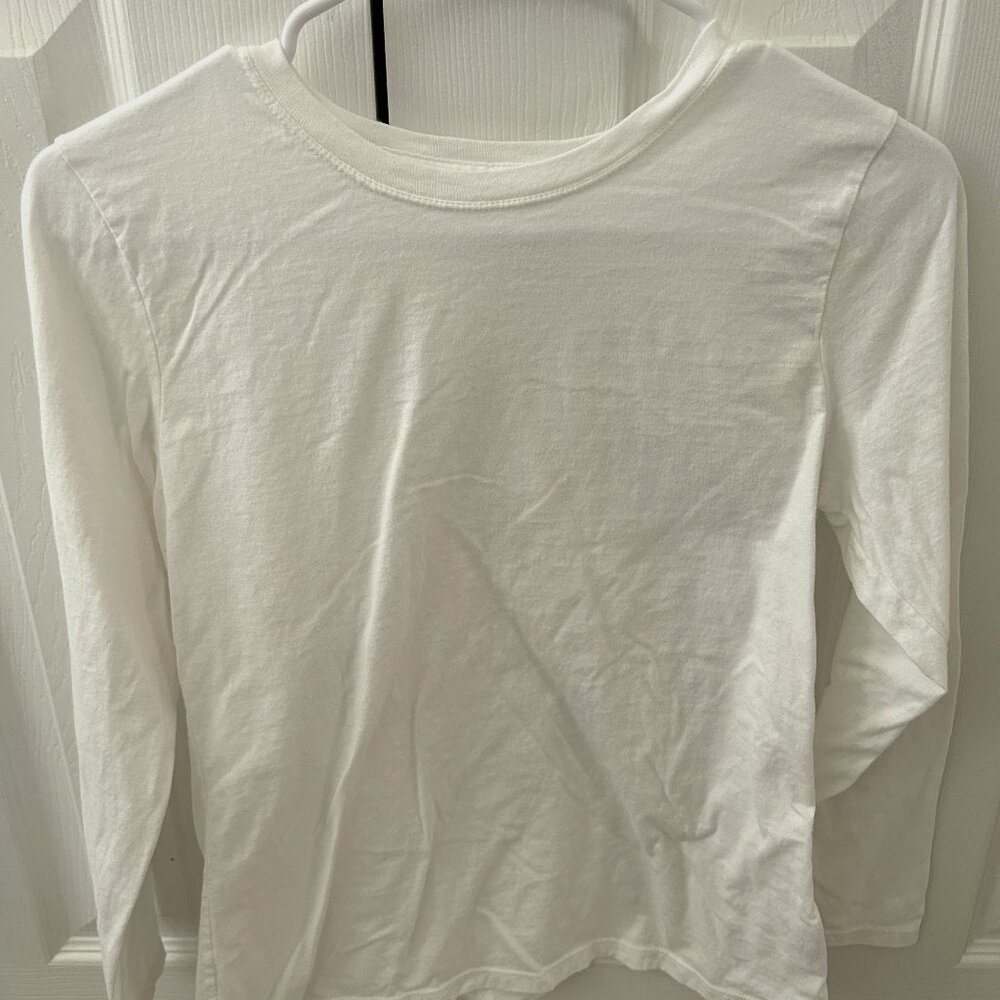 Long sleeve, white childs t shirt